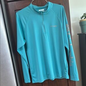 Columbia PFG Teal Long Sleeve Half-Zip Shirt